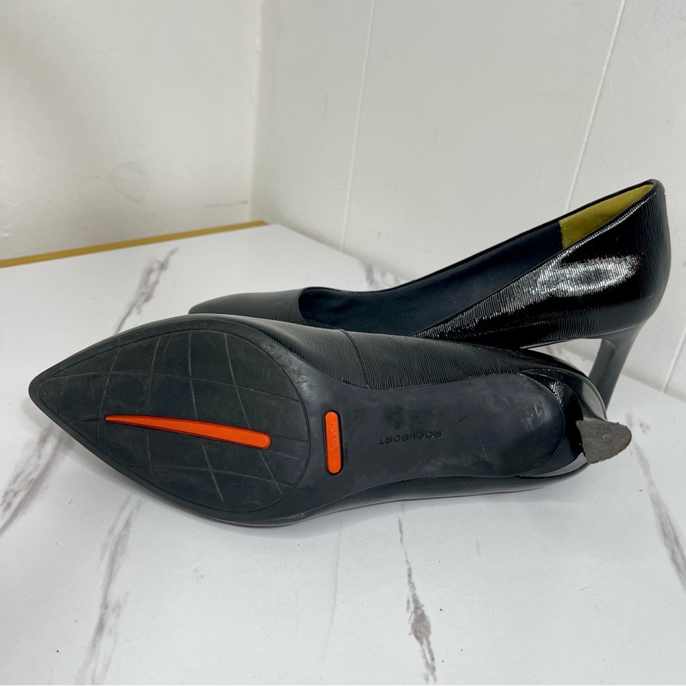 Rockport Womens Size 9.5 Total Motion Sheehan Black Patent Heels Pumps Shoes - Picture 8 of 10
